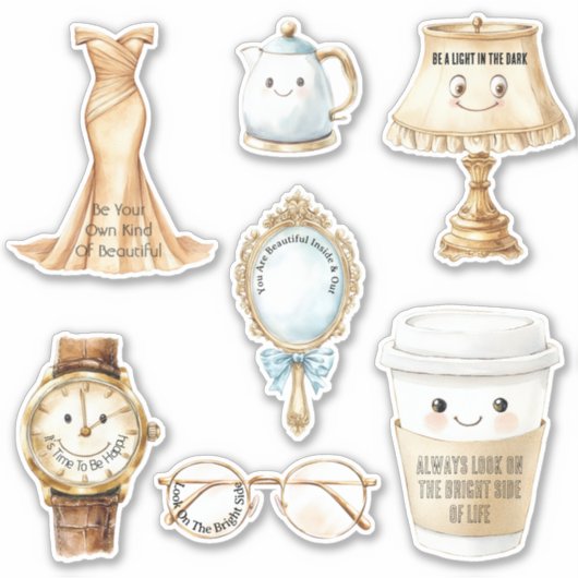 Happy Cup Kijk Naar De Zonnige Kant Sticker (Voorkant)
