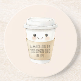 Happy Cup Kijk Naar De Zonnige Kant Zandsteen Onderzetter