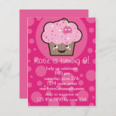 Happy Cupcake Birthday Party Invitation Kaart (Voorkant / Achterkant)