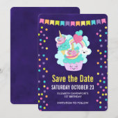 Happy Cupcake en Ice Cream Birthday Party Save The Date (Voorkant / Achterkant)