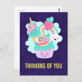 Happy Cupcake en Ice Cream Denken aan jou Briefkaart (Voorkant / Achterkant)