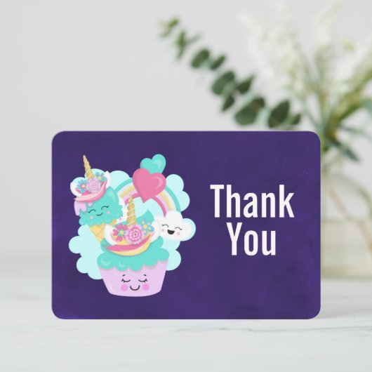 Happy Cupcake en Ice Cream Verjaardag Bedankt (Staand voorkant)