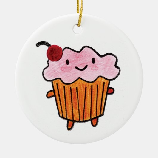 Happy Cupcake Keramisch Ornament (Voorkant)