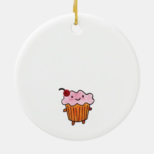 Happy Cupcake Keramisch Ornament (Achterkant)