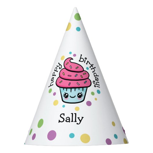 Happy Cupcake party petten Feesthoedjes (Voorkant)
