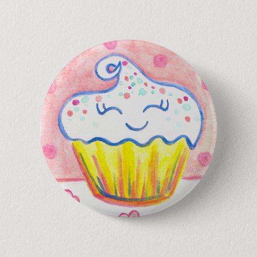Happy Cupcake Valentijn Button Pin (Voorkant)