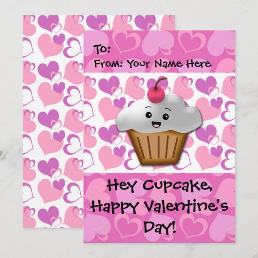 Happy Cupcake Valentijn Feestdagenkaart (Voorkant / Achterkant)