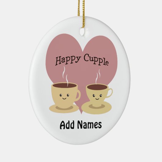Happy Cupple! Cute Coffee Keramisch Ornament (Rechts)