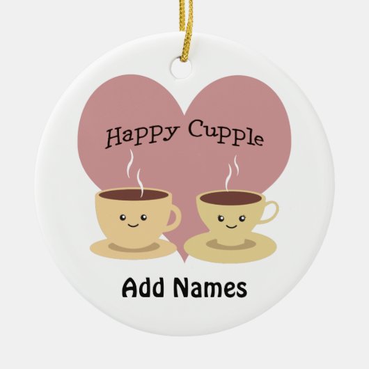 Happy Cupple! Cute Coffee Keramisch Ornament (Voorkant)