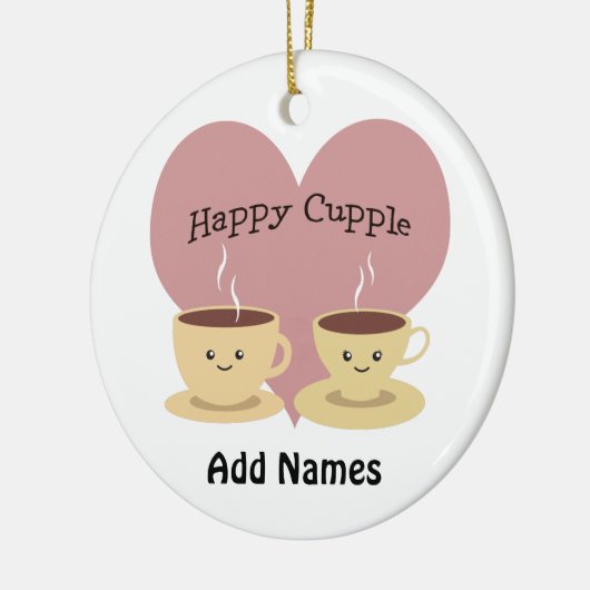 Happy Cupple! Cute Coffee Keramisch Ornament (Links)