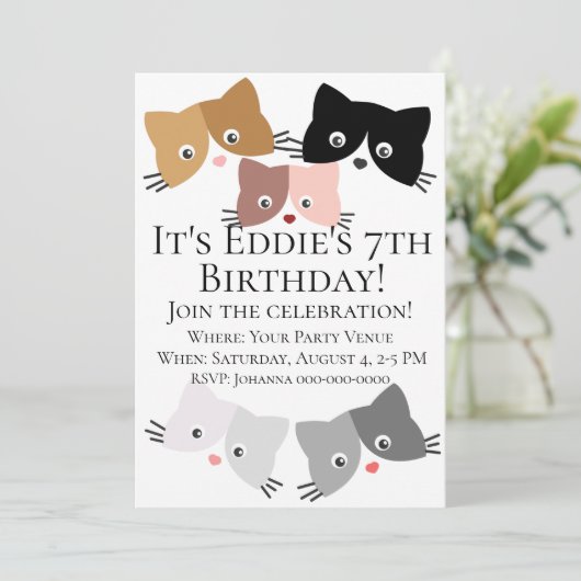 Happy Curious Kittens Birthday Kaart (Staand voorkant)