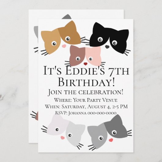 Happy Curious Kittens Birthday Kaart (Voorkant / Achterkant)