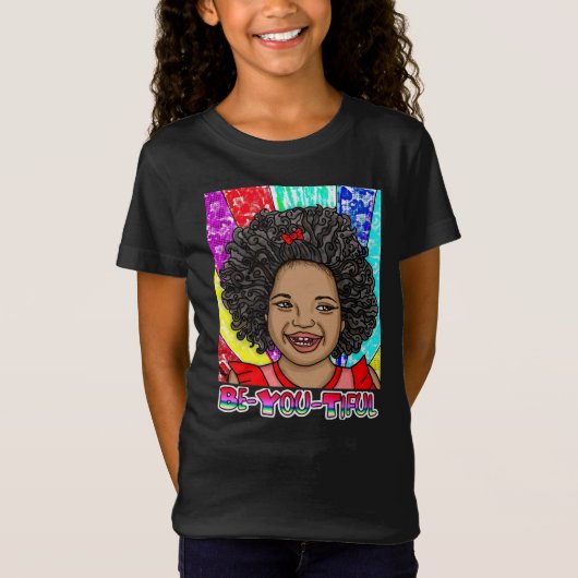Happy Curls | Digitale kunst | Afrikaans-Amerikaan T-shirt (Voorkant)
