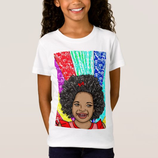 Happy Curls | Digitale kunst | Afrikaans-Amerikaan T-shirt (Voorkant)