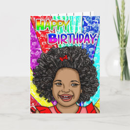 Happy Curls | Digitale kunst | Fijne verjaardag Kaart