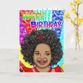 Happy Curls | Digitale kunst | Fijne verjaardag Kaart (Gele Bloem)