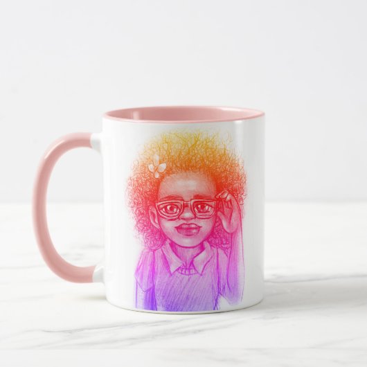 Happy Curls Meisje Koffie Mok (Links)