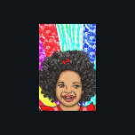 Happy Curls Pop Art Laughing Girl Canvas Afdruk<br><div class="desc">Schattig klein Afrikaans-Amerikaans meisje dat lacht met heldere en gedurfde kleuren,  rode,  paarse,  gele,  blauwe digitale kunst.</div>