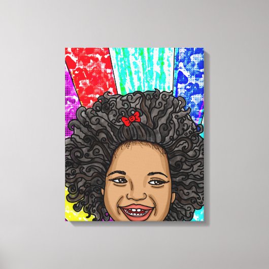 Happy Curls Pop Art Laughing Girl Canvas Afdruk (Voorkant)
