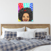 Happy Curls Pop Art Laughing Girl Canvas Afdruk (Insitu (Slaapkamer))