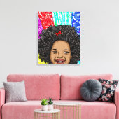 Happy Curls Pop Art Laughing Girl Canvas Afdruk (Insitu (Woonkamer))
