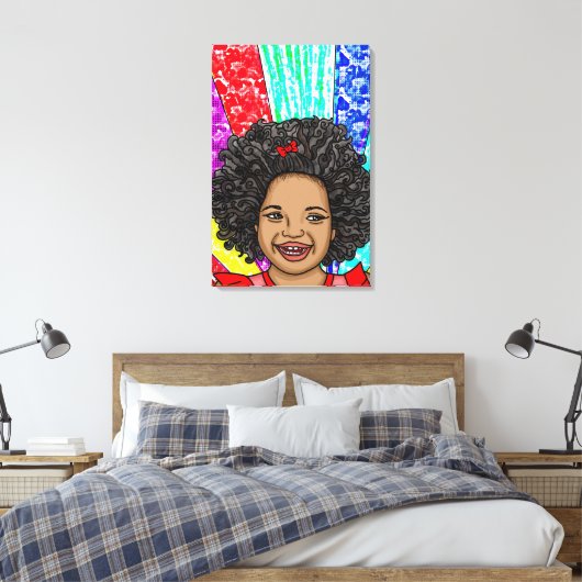 Happy Curls Pop Art Laughing Girl Canvas Afdruk (Insitu (Slaapkamer))