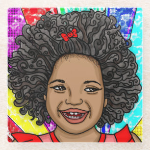 Happy Curls Pop Art Laughing Girl Glazen Onderzetter