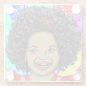 Happy Curls Pop Art Laughing Girl Glazen Onderzetter (Achterkant)