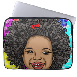Happy Curls Pop Art Laughing Girl Laptop Sleeve