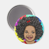 Happy Curls Pop Art Laughing Girl Magneet (Voorkant / Achterkant)