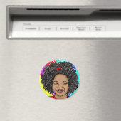 Happy Curls Pop Art Laughing Girl Magneet (Insitu (Vaatwasser))