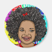 Happy Curls Pop Art Laughing Girl Magneet (Voorkant)