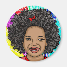 Happy Curls Pop Art Laughing Girl Magneet