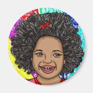 Happy Curls Pop Art Laughing Girl Magneet