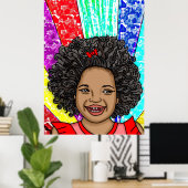 Happy Curls Pop Art Laughing Girl Poster (Thuiskantoor)