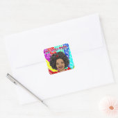 Happy Curls | Schattig glimlachmeisje Vierkante Sticker (Envelop)