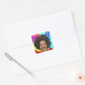 Happy Curls | Schattig glimlachmeisje Vierkante Sticker (Envelop)