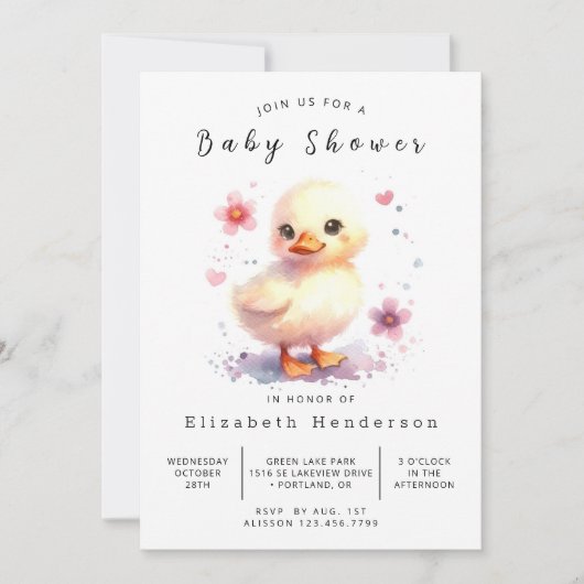 Happy Custom Duck Baby shower Kaart (Voorkant)