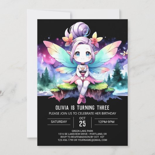 Happy Custom Fairy Birthday Kaart (Voorkant)