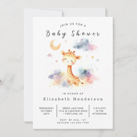 Happy Custom Giraffe Baby shower Kaart (Voorkant)