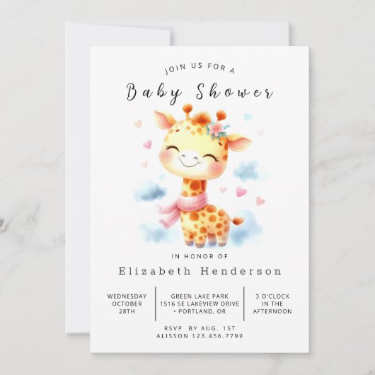 Happy Custom Giraffe Baby shower Kaart (Voorkant)