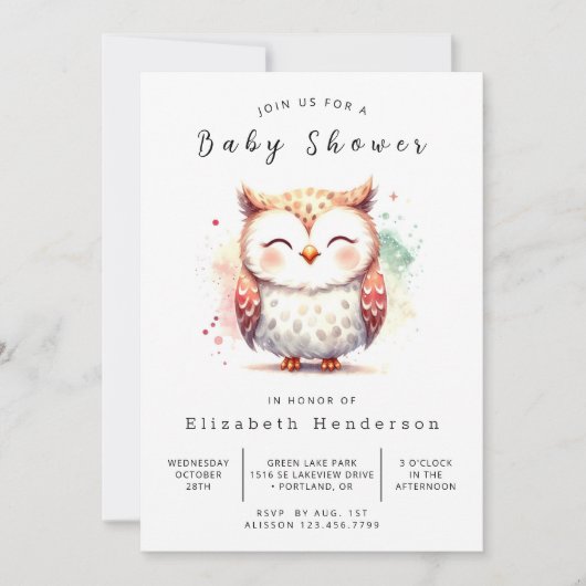 Happy Custom Owl Baby shower Kaart (Voorkant)