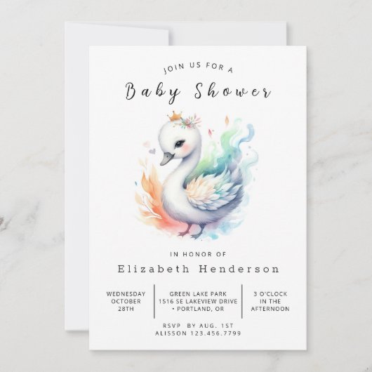 Happy Custom Swan Baby shower Kaart (Voorkant)