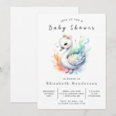 Happy Custom Swan Baby shower Kaart (Voorkant / Achterkant)