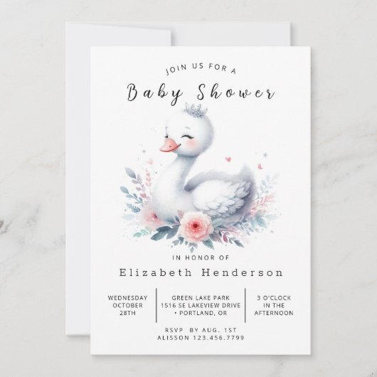 Happy Custom Swan Baby shower Kaart (Voorkant)