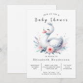 Happy Custom Swan Baby shower Kaart (Voorkant / Achterkant)