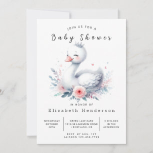 Happy Custom Swan Baby shower Kaart