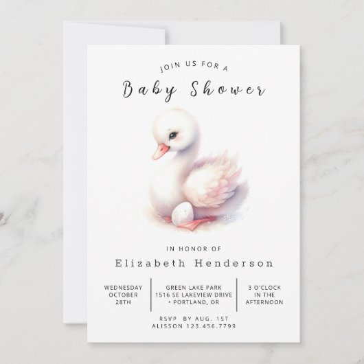 Happy Custom Swan Baby shower Kaart (Voorkant)