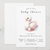 Happy Custom Swan Baby shower Kaart (Voorkant / Achterkant)