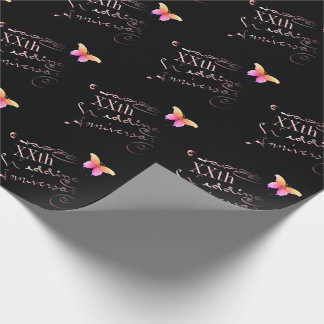 "Happy (Custom) Wedding Jubileum" Zwart Cadeaupapier